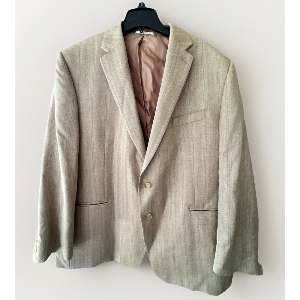 Lauren Ralph Lauren Blazer Silk Wool Blend Men 48r Tan Herringbone